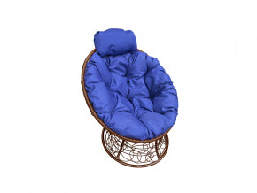 Кресло Папасан мини с ротангом синяя подушка в Добрянке - dobryanka.magazinmebel.ru | фото