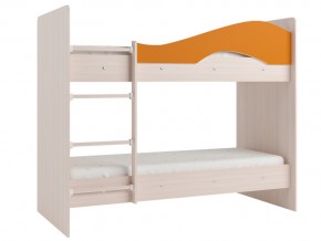 Кровать 2-х ярусная Мая на латофлексах млечный дуб, оранжевая в Добрянке - dobryanka.magazinmebel.ru | фото