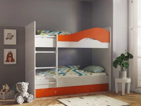 Кровать 2-х ярусная Мая с ящиками на латофлексах белый-оранж в Добрянке - dobryanka.magazinmebel.ru | фото - изображение 1