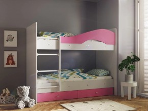 Кровать 2-х ярусная Мая с ящиками на латофлексах белый-розовый в Добрянке - dobryanka.magazinmebel.ru | фото