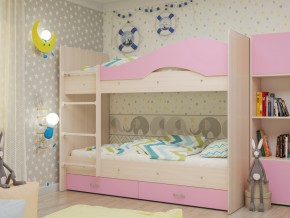 Кровать 2-х ярусная Мая с ящиками на латофлексах розовая в Добрянке - dobryanka.magazinmebel.ru | фото