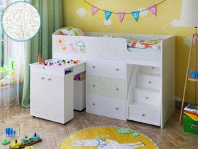 Кровать чердак Малыш 70х160 белый с фасадом для рисования феритейл в Добрянке - dobryanka.magazinmebel.ru | фото - изображение 1