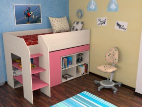 Кровать чердак Теремок 2 Розовый в Добрянке - dobryanka.magazinmebel.ru | фото