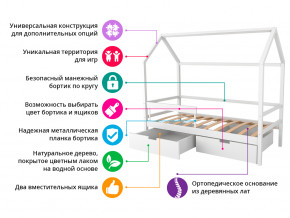 Кровать-домик Svogen с фото с ящиками и бортиком белый/барашки в Добрянке - dobryanka.magazinmebel.ru | фото - изображение 2