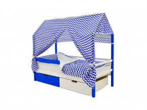 Кровать-домик Svogen с ящиками и бортиком сине-белый в Добрянке - dobryanka.magazinmebel.ru | фото - изображение 4