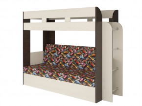 Кровать двухъярусная Карамель 75 венге ткань машинки в Добрянке - dobryanka.magazinmebel.ru | фото - изображение 1