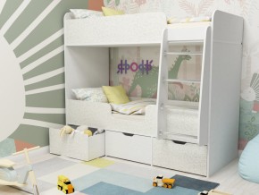 Кровать двухъярусная Малыш двойняшка белый феритейл в Добрянке - dobryanka.magazinmebel.ru | фото