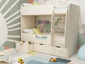 Кровать двухъярусная Малыш двойняшка дуб молочный в Добрянке - dobryanka.magazinmebel.ru | фото - изображение 1