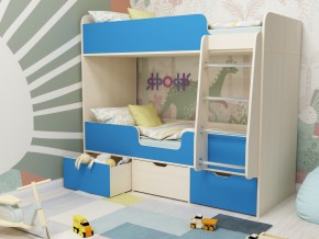 Кровать двухъярусная Малыш двойняшка дуб молочный-голубой в Добрянке - dobryanka.magazinmebel.ru | фото