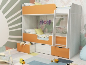 Кровать двухъярусная Малыш двойняшка винтерберг-оранжевый в Добрянке - dobryanka.magazinmebel.ru | фото