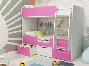 Кровать двухъярусная Малыш двойняшка винтерберг-розовый в Добрянке - dobryanka.magazinmebel.ru | фото