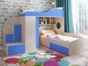 Кровать Кадет 2 Дуб молочный-голубой в Добрянке - dobryanka.magazinmebel.ru | фото