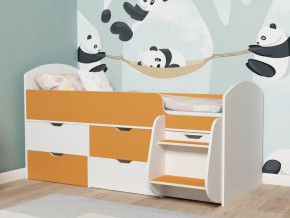 Кровать Малыш-7 белое дерево-оранжевый в Добрянке - dobryanka.magazinmebel.ru | фото - изображение 1