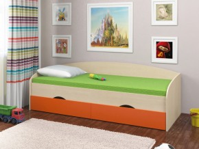 Кровать Соня 2 дуб молочный-оранжевый в Добрянке - dobryanka.magazinmebel.ru | фото