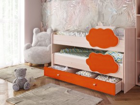 Кровать Соник с ящиком млечный дуб-оранж в Добрянке - dobryanka.magazinmebel.ru | фото