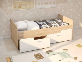 Кровать Умка дуб сонома с белыми ящиками в Добрянке - dobryanka.magazinmebel.ru | фото - изображение 1