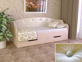 Кровать Юниор Тип 2 дуб молочный-белый перламутр 800х1600 в Добрянке - dobryanka.magazinmebel.ru | фото