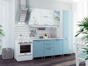Кухня 2100 Бьянка голубые блестки в Добрянке - dobryanka.magazinmebel.ru | фото