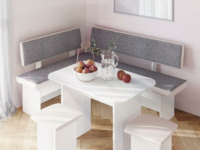 Кухонный уголок Парма Белый, ткань серая в Добрянке - dobryanka.magazinmebel.ru | фото - изображение 3