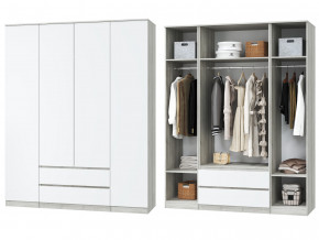 Шкаф для одежды четырехдверный Лори дуб серый, белый в Добрянке - dobryanka.magazinmebel.ru | фото