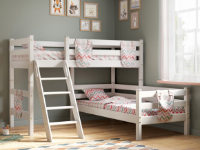 Угловая кровать Соня Вариант 8 с наклонной лестницей белая в Добрянке - dobryanka.magazinmebel.ru | фото